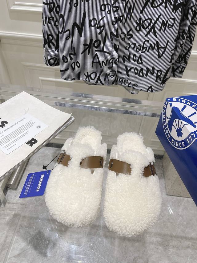 出厂 Birkenstock勃肯羊毛拖鞋单鞋系列 冬日复古暖阳保暖鞋，鞋面原版澳大利亚进口羊皮毛一体，垫脚内里纯羊毛，私模大底 Size：35-40