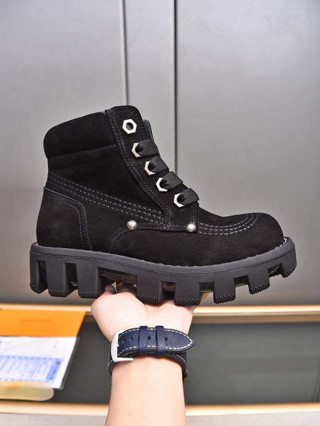 L家 情侣款,Size:35-44 .45.46定做 顶级版本 新款 代购品质lv～驴牌 路易威登秋冬checker系列 厚底 短靴 马丁靴 及踝 情侣款靴 L