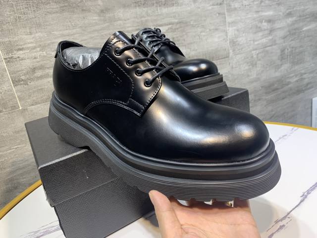 Prada Derby普拉达顶级版本厚底德比鞋，Ken同款面料进口开边珠，牛皮里，牛皮垫脚全套包装码数38-46