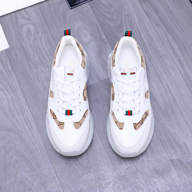 商品商标：Gucci 古驰 休闲鞋 正码码数: 38-44 45.46订做不退換 商品材料：精选牛皮拼接鞋面 网内里 橡胶大底