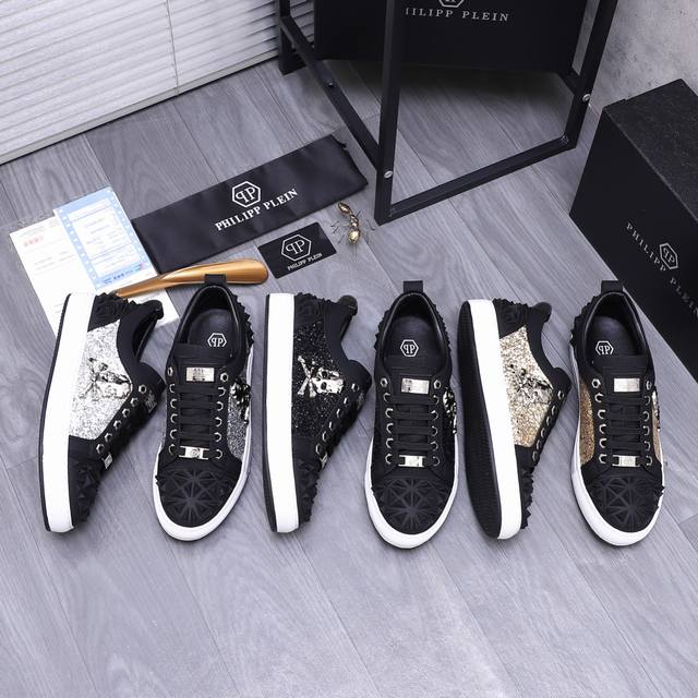 商品商标：Philipp Plein 菲利普-普莱茵 休闲鞋 正码码数: 38-44 45订做不退換 商品材料：精选 烫金拼接鞋面 羊皮内里 橡胶大底
