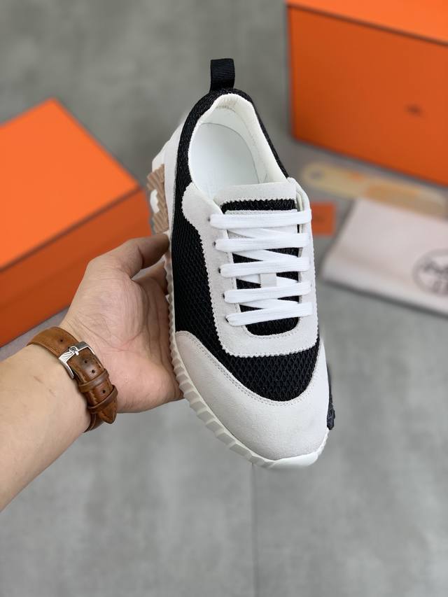 工厂价 实价 顶级版本 原单 Hermes爱马仕情侣款 Drift Sneaker 秋季新款休闲运动鞋 原版购入开发 做货 H家男士经典系列 科技透气面料搭配牛