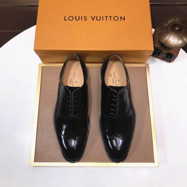 工厂 Louis Vuitton 原单 新款lv路易威登 * 顶级版本 Lv经典皮鞋！选用进口原版单牛皮 原版真皮边条拼接耐磨橡胶大底！高品质精品！码数38-4