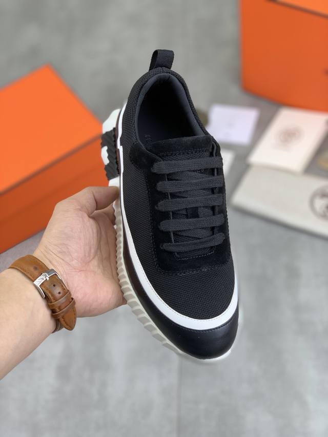 工厂价 实价 顶级版本 原单 Hermes爱马仕情侣款 Drift Sneaker 秋季新款休闲运动鞋 原版购入开发 做货 H家男士经典系列 科技透气面料搭配牛