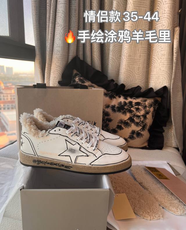 订单询价长期做货 手绘白色羊毛里情侣款31高版本低端勿扰 毛鞋建议拿大一码 Ggdb Star小脏鞋魔术贴情侣款黄金鹅脏脏鞋golden Gse Deluxe