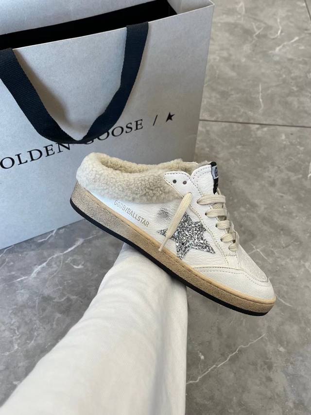 长期做货.订单询价 羊毛里白色银星半拖情侣款顶级代购高版本.低端勿扰 2024秋冬新款ggdb小脏鞋双色底厚底板鞋情侣鞋爆款# Ggdb Ballstar 板鞋