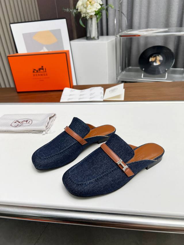 早春新款，，Hermès ，版型做工材料升级。 Hermes市场最高版本纯手工鞋 顶级产品爱马仕拖鞋 2024早春新款原版一样， 师傅级纯手工打造 ！高端定制，