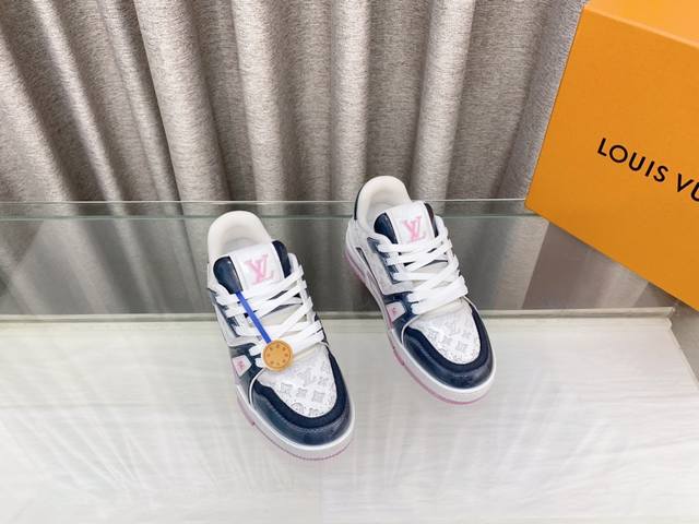 Lv顶级版本 代购品质louis Vuitton路易威登trainer最好看的运动鞋，驴牌力推新品，官网限定款复古篮球运动鞋！高帮低帮均花血本购入原版1:1精准