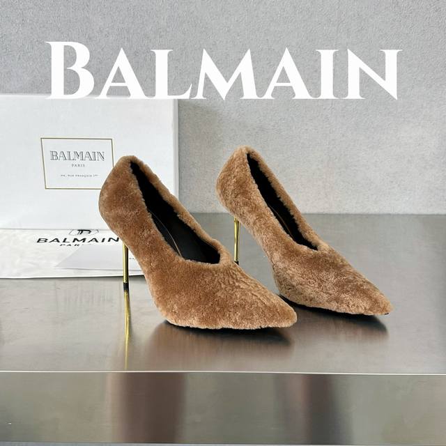 出厂价 羊羔毛系列 Balmain 独家首发 巴尔曼 春夏最新款ruby羔羊毛细高跟穆勒鞋 重工打造，法国代购原版回来，历经数月全部私模打造，确保所有用料、材质