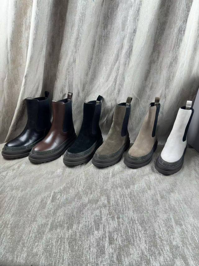 上新brunello Cucinelli 秋冬bc新款弹力羊绒布中筒绑带马丁靴 机车靴子 购入zp对比定制，外单顶级版 我家真正原厂开发出货，真正出厂价一分钱一