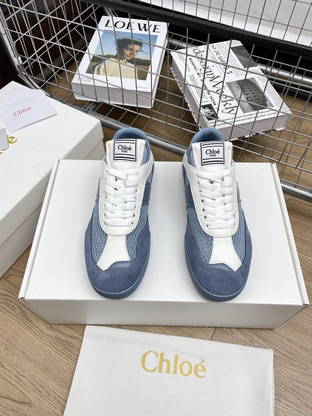 低帮网面 皮面 高帮网面 皮面 顶级版本代购级chloé 蔻依 25 Kick 系列 复古 休闲运动鞋 德训鞋 拳击鞋 原版购入开发 做货 这款轻巧舒适的运动鞋