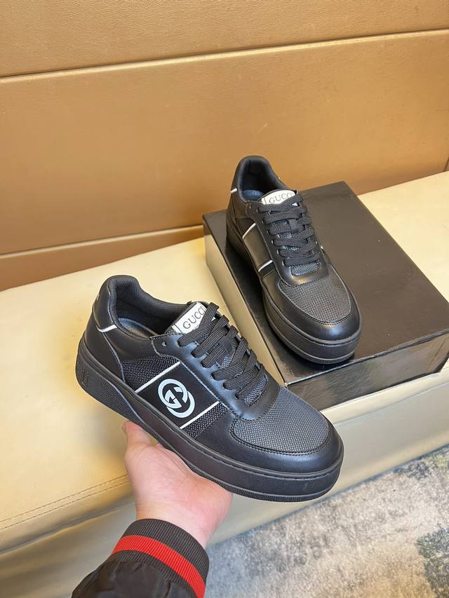 古奇原单品质.～ 独特现代风运动鞋 休闲鞋潮男必备款 意大利进口原版品牌，进口原版皮，羊里 拒绝脱色磨脚 鞋底：原厂特供原版底，法国懒人风格设计 贴脚 在贴原单