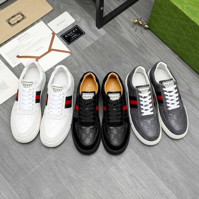 商品商标：Gucci 古驰 休闲鞋正码码数: 38-44商品材料：精选牛皮拼接鞋面 羊皮内里 原版大底