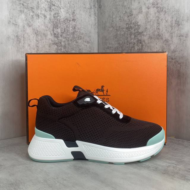 新款上架 Hermes 爱马仕 23Ss Giga休闲复古运动鞋 鞋底增高5Cm 原版开模大底 原版进口头层牛皮完美鞋楦 脚感满分 码数：34-46