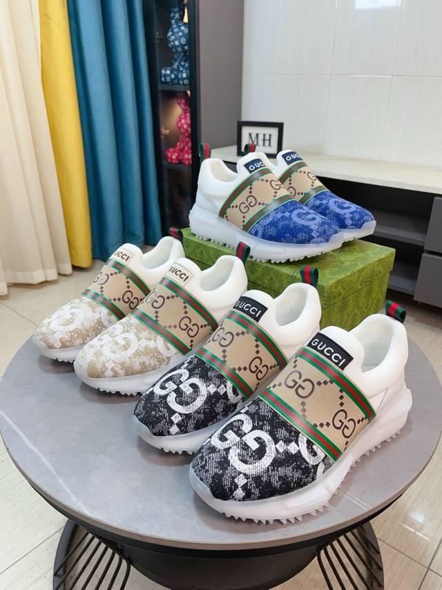 出厂价 Gucci 古奇 新款上市，上图必卖 顶级奢侈品牌，最新時尚休闲男鞋，潮流百搭之款，轻松运动风，鞋面意大利进口鳄鱼纹牛皮真皮内里 加超精细做工 原版个性