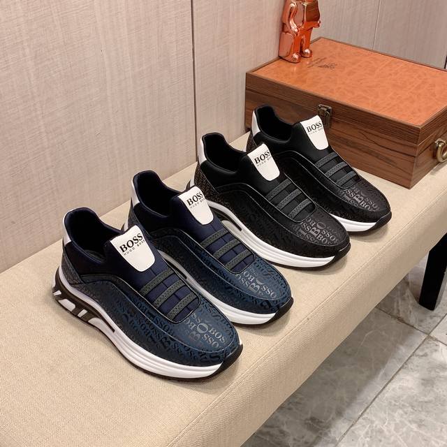 新款: 厂价: Boss* 最新爆款休闲鞋，顶端品牌奢侈～代购，顶级～质量 专柜同卖产品鞋面選用进口透气牛皮搭配材质透气羊皮内里 精细做工 原版个性时尚柔软橡膠