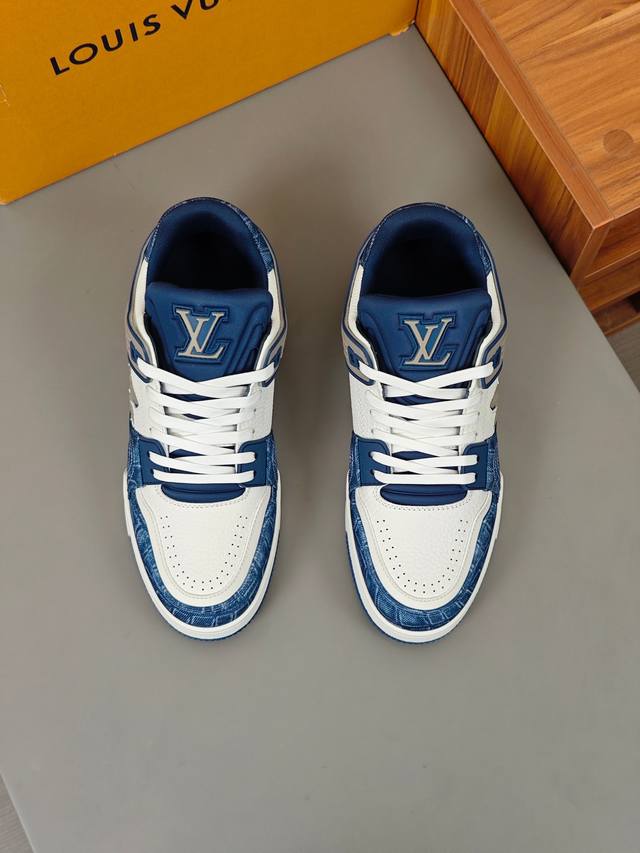 Louis Vuitton 路易威登-高端品质 原单休闲运动鞋-鞋面：摔纹小牛皮、品牌图腾帆布、鞋身车缝品牌注塑模块-内里：品牌帆布-大底：原版tpr.橡胶；双