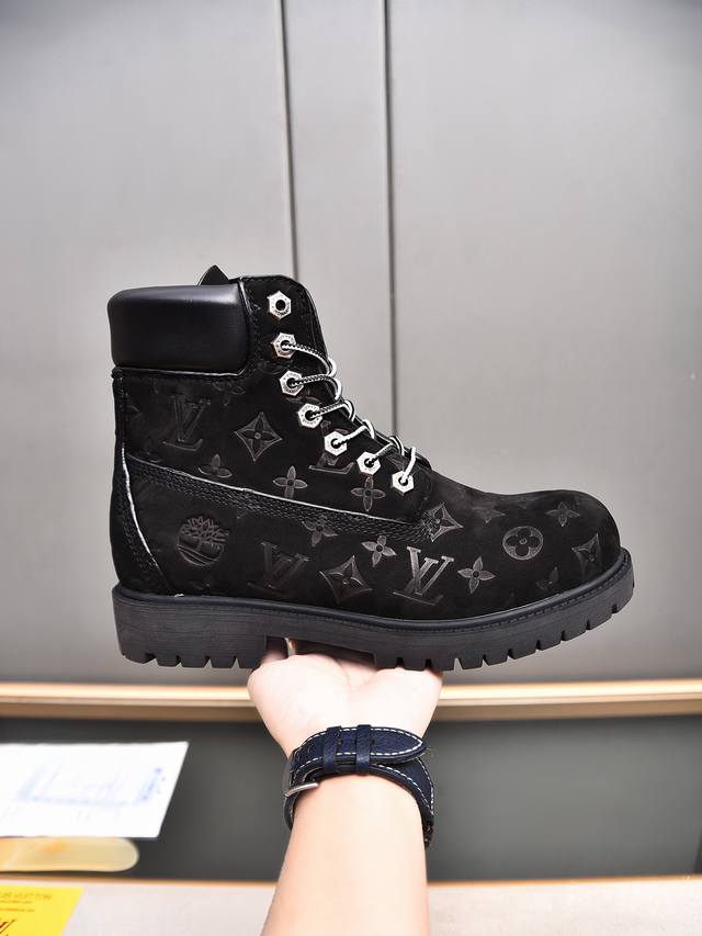 L家 Size:39-44 .45.46定做顶级版本 2024新款 代购品质lv～驴牌路易威登秋冬checker系列 厚底 短靴 马丁靴 及踝 情侣款靴 Lv