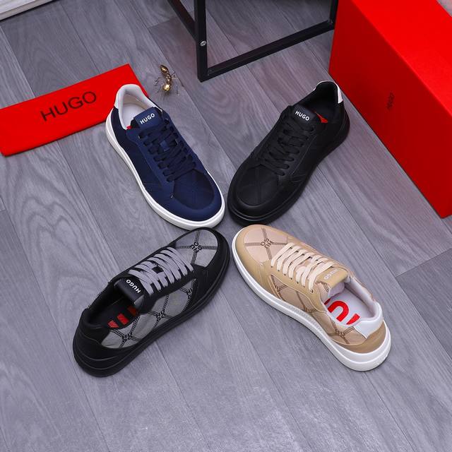 商品商标：Hogo 雨果博斯 休闲鞋正码码数: 39-44商品材料：精选牛皮拼接织布鞋面 牛皮鞋垫 海棉网内里 原版大底