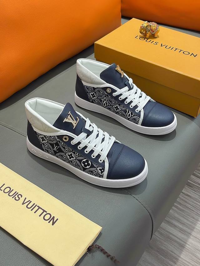 商品名称：Louis Vuitton 路易 威登正规码数: 38-44 高帮鞋商品材料：精选 牛皮鞋面，柔软羊皮内里；原厂大底