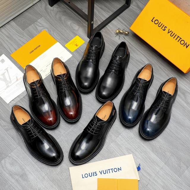 商品商标：Louis Vuitton 路易威登 商务系帶皮鞋正码码数: 38-44 45定做不退換商品材料：精选 头层牛皮鞋面 牛皮内里 原版tpu大底