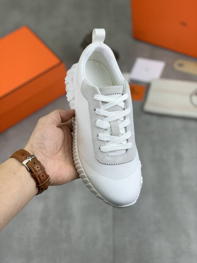 工厂价 实价 顶级版本 原单 Hermes爱马仕情侣款 Drift Sneaker 秋季新款休闲运动鞋原版购入开发 做货 H家男士经典系列 科技透气面料搭配牛皮