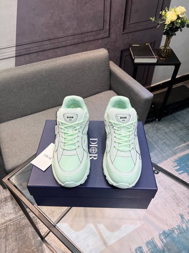 高版本联名款 Dior迪奥 X 石头岛stone Island 2024L家2024春夏新品 专柜最新爆款b30系列情侣款厚底反光跑鞋老爹鞋休闲运动鞋系列原版购