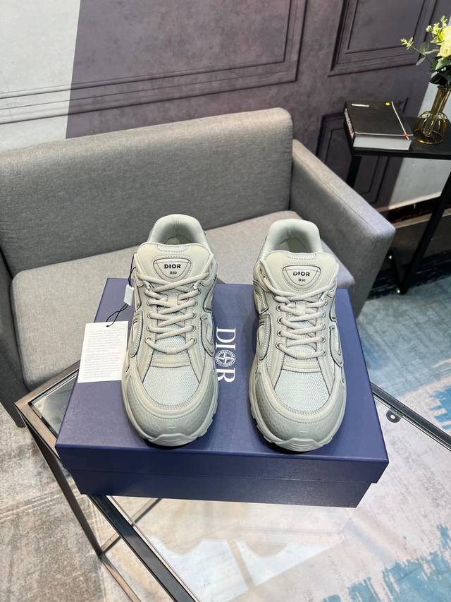 高版本联名款 Dior迪奥 X 石头岛stone Island 2024L家2024春夏新品 专柜最新爆款b30系列情侣款厚底反光跑鞋老爹鞋休闲运动鞋系列原版购