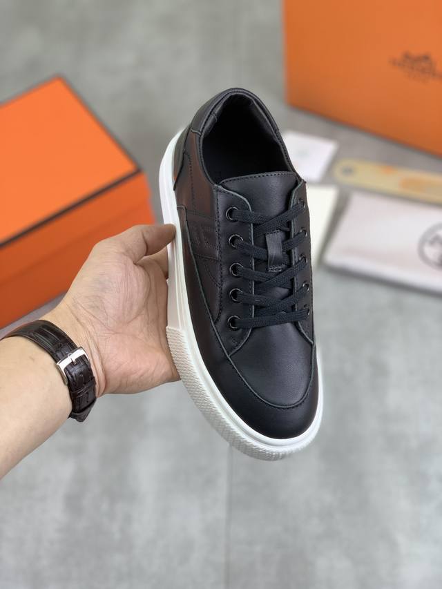 工厂价 实价 顶级版本 原单 Hermes爱马仕情侣款 Drift Sneaker 秋季新款休闲运动鞋原版购入开发 做货 H家男士经典系列 科技透气面料搭配牛皮