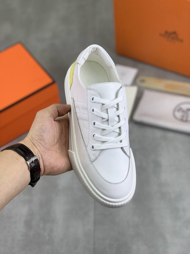 工厂价 实价 顶级版本 原单 Hermes爱马仕情侣款 Drift Sneaker 秋季新款休闲运动鞋原版购入开发 做货 H家男士经典系列 科技透气面料搭配牛皮