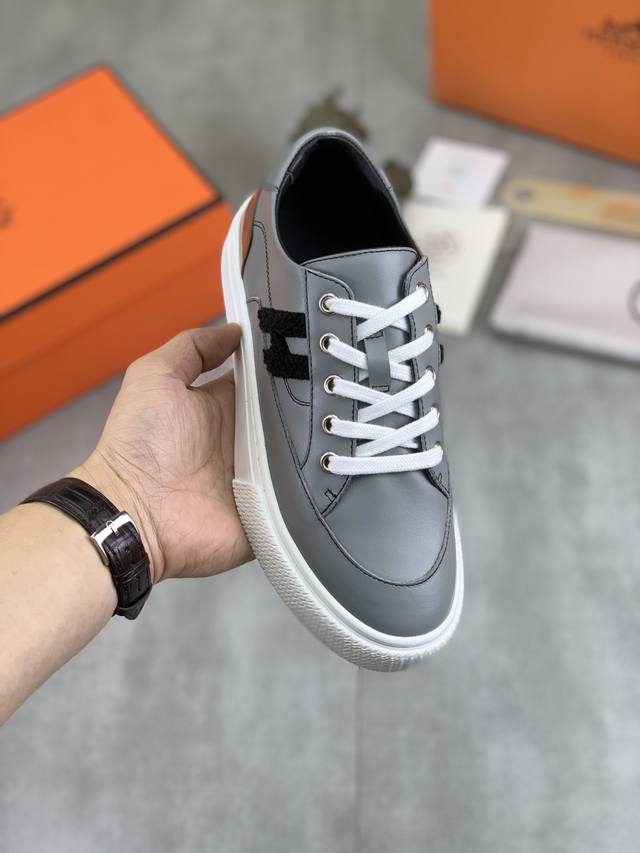 工厂价 实价 顶级版本 原单 Hermes爱马仕情侣款 Drift Sneaker 秋季新款休闲运动鞋原版购入开发 做货 H家男士经典系列 科技透气面料搭配牛皮