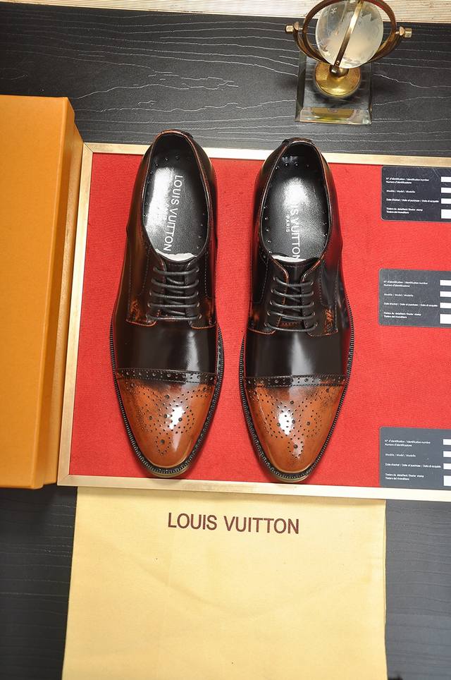 出厂价 LOUIS VUITTON 羊皮内里 新款牛皮LV正装鞋专柜一比一制作原单品质、进口牛皮鞋面全羊皮内里原单原版橡胶大底、｛高品质看得见｝码数：38-45