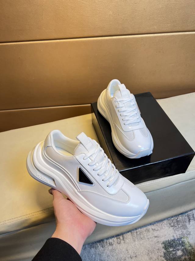 PRADA 普拉达 -高端品质 原单-鞋面：丝绸小牛皮、品牌帆布布匹、品牌金属扣件-内里：网布，垫脚; 顶级牛皮-大底：超轻TPU发泡; 成型大底-超高品控 做