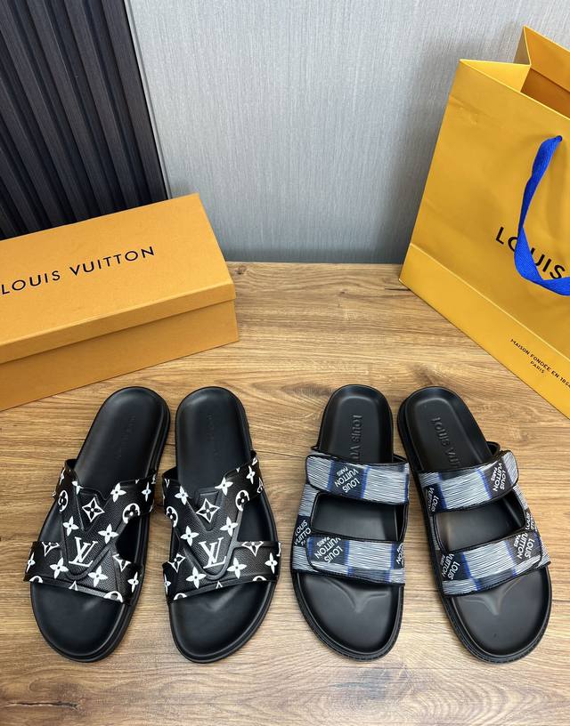 工厂价 Lv男拖鞋官网一比一制作 38-45码 45 46 订做！全真皮拖鞋 ：面牛皮，内里羊皮原版大底
