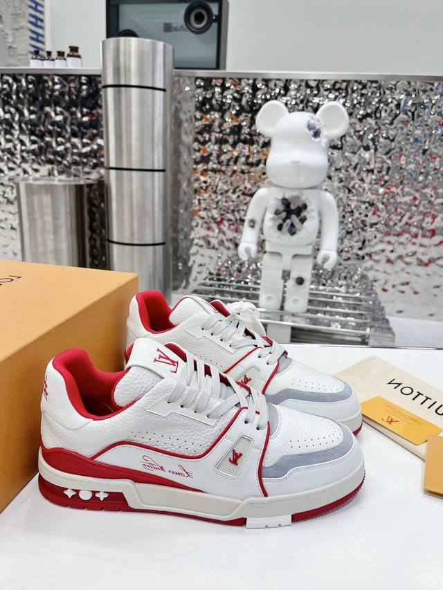 代购品质LV～路易威登Lv TRAINER最好看的运动鞋，驴牌力推新品，官网限定款复古篮球运动鞋！高帮低帮均花血本购入原版1:1精准复刻、细节很无敌、诚意满满、
