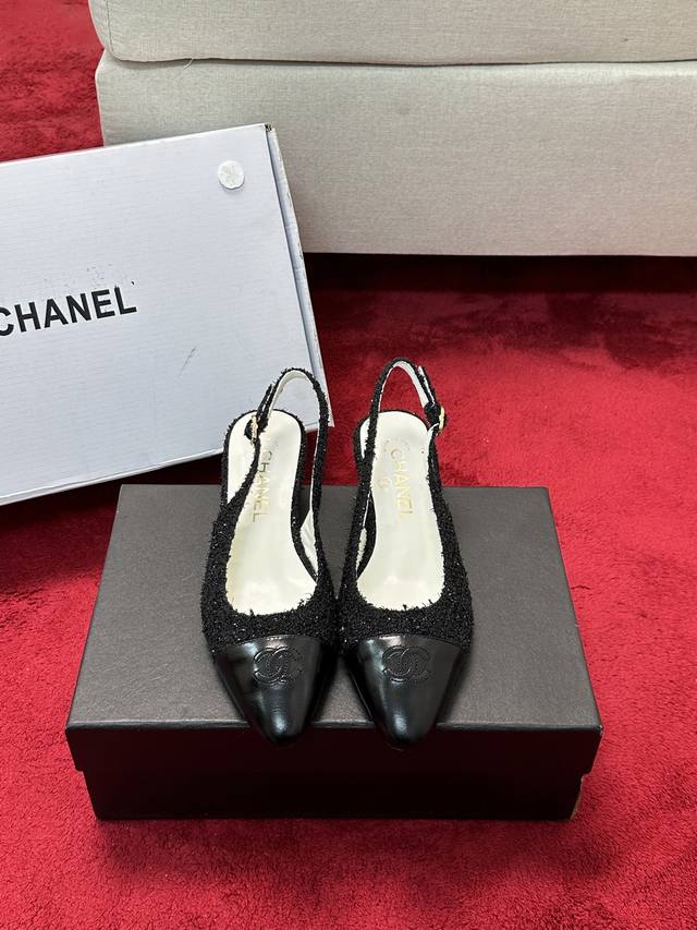 跑量价 Chanel 25C新款坡跟半拖系列一脚蹬系列鞋面牛皮 内里羊皮 原版大底Size:35-39 40定