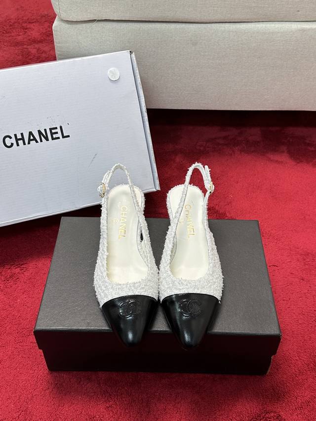 跑量价 Chanel 25C新款坡跟半拖系列一脚蹬系列鞋面牛皮 内里羊皮 原版大底Size:35-39 40定