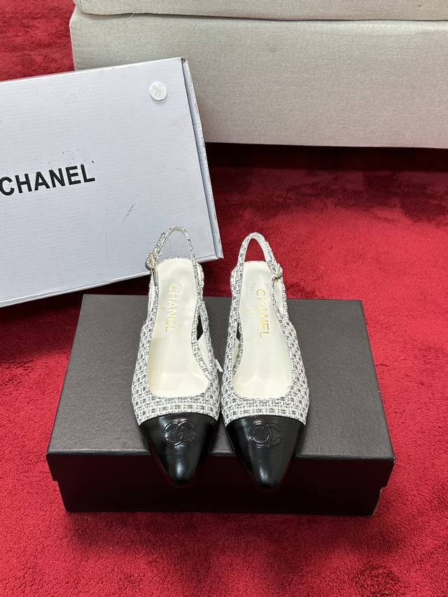 跑量价 Chanel 25C新款坡跟半拖系列一脚蹬系列鞋面牛皮 内里羊皮 原版大底Size:35-39 40定