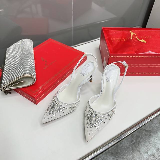 高品质 ！ RC s原版做货重工婚鞋系列，RC水晶宝石高跟鞋鞋面：进口网纱蕾丝配珠光羊皮面，纯手工一比一缝钻定制，进口超闪昂贵施华洛水晶钻，上脚华丽BlingB