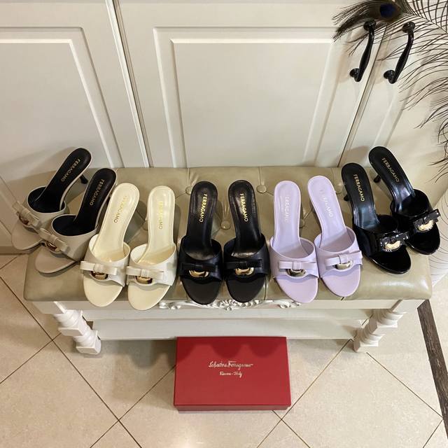 出厂价橡胶底 ，真皮底 ，菲拉格慕FERRAGAMO新款高跟拖鞋，牛皮面 漆皮面，羊皮里，跟高7.5cm，35-41码 42，43码定做不退换