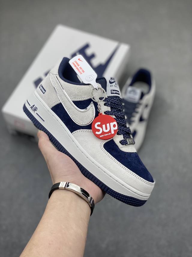 海外限量发售 公司级 air force 1 07 low “灰深蓝”全麂皮联名秋冬 低帮休闲板鞋 3m反光 定制皮料 原盒原包装 原楦头原纸板 纯正版型 正品