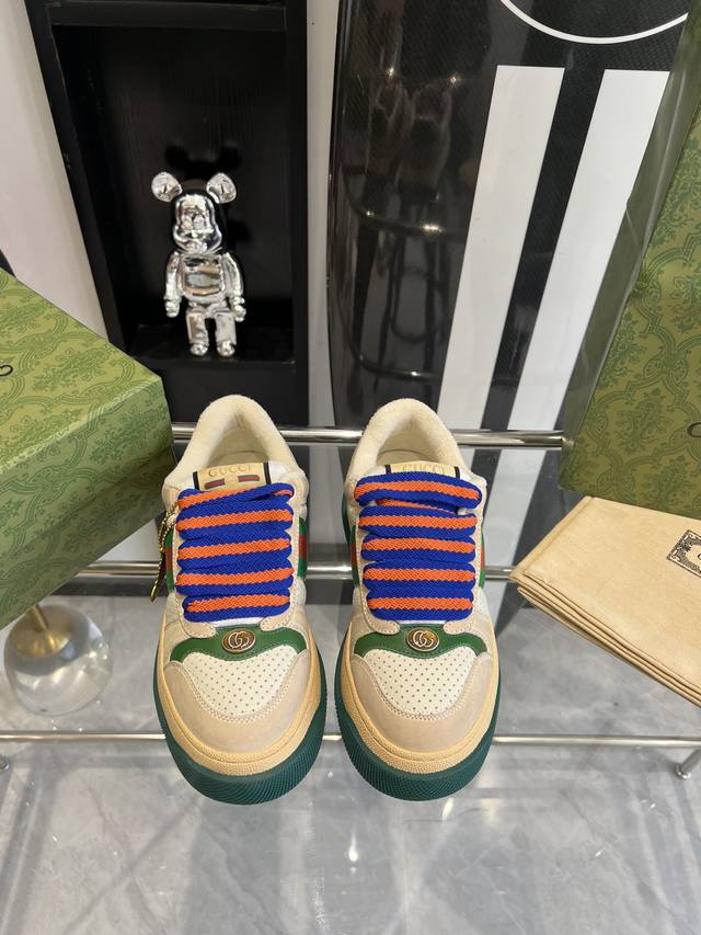 情侣款 GUCCI Screener系列小脏面包鞋Zp购入 一比一完美出货 所有细节 材料全到位码数:35-44