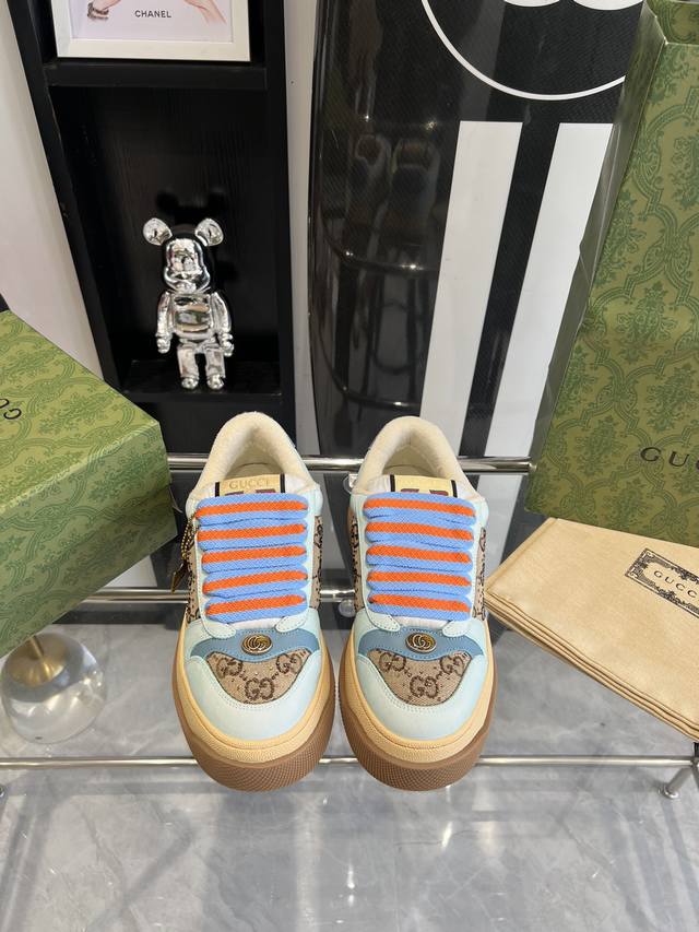 情侣款 GUCCI Screener系列小脏面包鞋Zp购入 一比一完美出货 所有细节 材料全到位码数:35-44