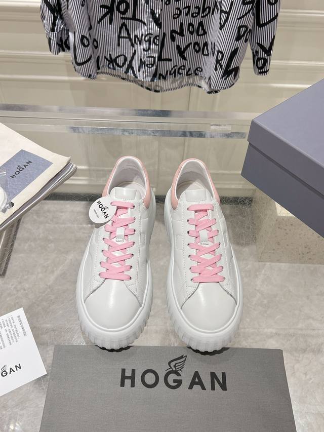 HOGAN情侣款最新饼干鞋 厚底小白鞋 运动鞋 休闲鞋上脚超级舒服百搭 面料:原版小牛皮内里:原版羊皮垫脚:原版注塑成型垫大底:原版开模发泡成型底码数：35-4