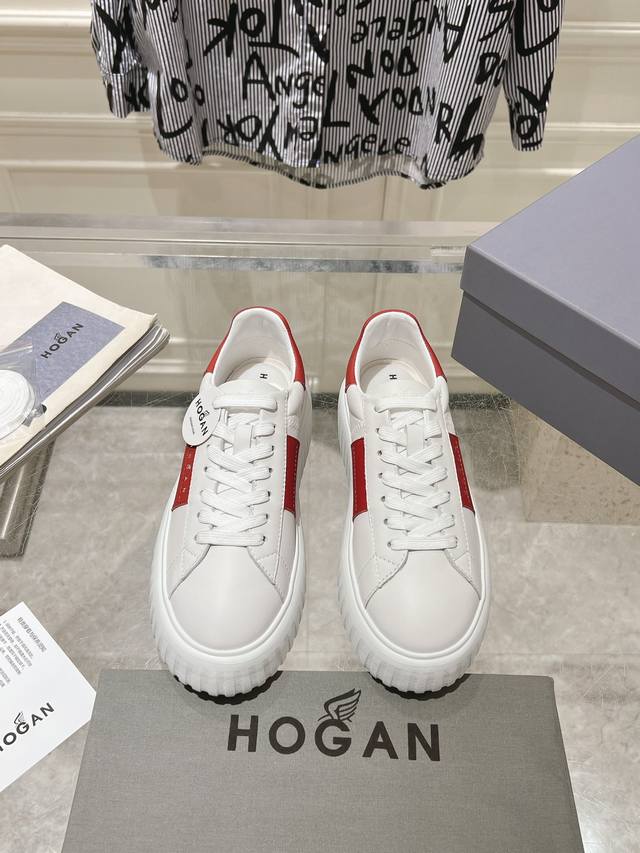 HOGAN情侣款最新饼干鞋 厚底小白鞋 运动鞋 休闲鞋上脚超级舒服百搭 面料:原版小牛皮内里:原版羊皮垫脚:原版注塑成型垫大底:原版开模发泡成型底码数：35-4