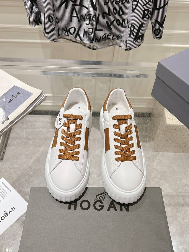 HOGAN情侣款最新饼干鞋 厚底小白鞋 运动鞋 休闲鞋上脚超级舒服百搭 面料:原版小牛皮内里:原版羊皮垫脚:原版注塑成型垫大底:原版开模发泡成型底码数：35-4