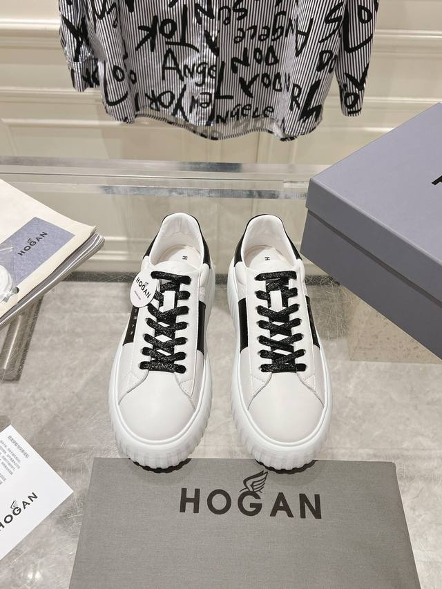 HOGAN情侣款最新饼干鞋 厚底小白鞋 运动鞋 休闲鞋上脚超级舒服百搭 面料:原版小牛皮内里:原版羊皮垫脚:原版注塑成型垫大底:原版开模发泡成型底码数：35-4