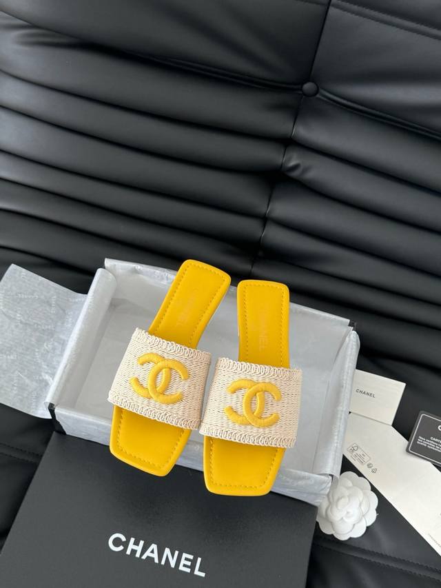 Chanel 25C春夏新款拖鞋全系列首发 专柜有的我都有！高版本高品质鞋面编织布 内里羊皮 真皮大底Size:35-39 其他码数定