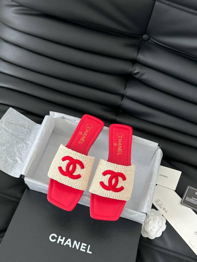 Chanel 25C春夏新款拖鞋全系列首发 专柜有的我都有！高版本高品质鞋面编织布 内里羊皮 真皮大底Size:35-39 其他码数定