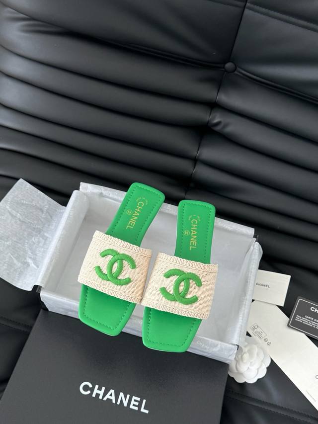 Chanel 25C春夏新款拖鞋全系列首发 专柜有的我都有！高版本高品质鞋面编织布 内里羊皮 真皮大底Size:35-39 其他码数定